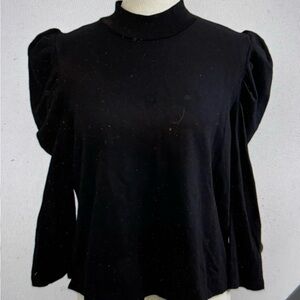 CUYANA French Terry Puff Sleeve Sweatshirt, mock neck, black medium, used